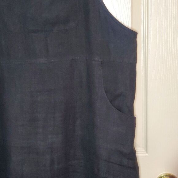 Talbots Black 100% Linen Shift Midi Dress Size M - Picture 4 of 11
